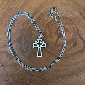 RETIRED Holy Spirit Descending Dove Cross, 16", Sterling Silver